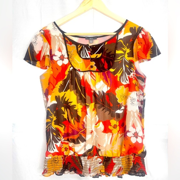 Apt. 9 Orange Red Ruffled Blouse size Large - Picture 1 of 13